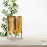 International Gift Gold Hammered Metal Planter With Stand | Premium Indoor Decorative Flower Pot For Living Room, Bedroom And Of