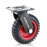 POWERTEC 8 Inch Caster Wheels, Heavy Duty Swivel Plate Casters with Rubber Knobby Tread for Workbench, Dolly, Cart, Trolley, Wag