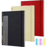 Resurhang 3 Pack A4 Spiral Notebook Journal for Work, Black, Khaki, Red