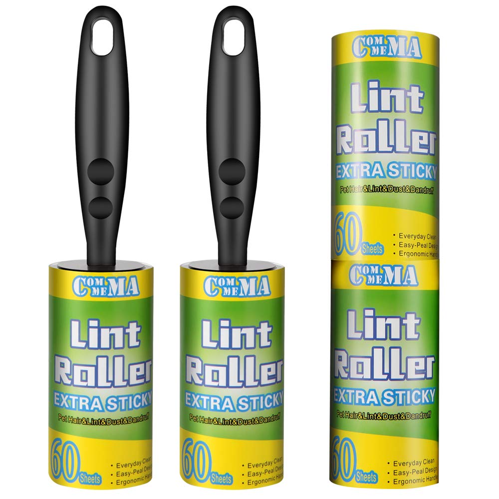 COMMEMA Lint Rollers for Pet Hair Extra Sticky, Pet Hair Remover Set Brush for Dog & Cat Hair Removal, Clothes, Furniture, 2 Han