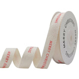 OZXCHIXU Merry Christmas Cotton Text Ribbon, 5/8 Inch x 10 Yard, Natural Ribbon for Gift Wrapping Crafts Flower Bouquet Party De