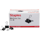 Staples Binder Paper Clips, 1/4 Inch Capacity, Mini, 144-Pack, Black