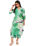 Anni Designer Women'S Cotton Blend Straight Printed Kurta With Palazzo (Swans See Green-Nw_S_See Green_Small),See Green,S,,,
