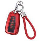 PIFOOG Key Fob Cover for Toyota with Keychain, Red Car Keys Case Shell Protector for Camry 4Runner Highlander Pirus RAV4 Corolla