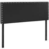 CasaFoyer Phoebe King Headboard | Minimalist Design | Faux Leather Upholstery | Silver Nail Button Trim | Solid Wood Frame | Adjustable Legs