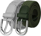 On Blow Combo Pack Of 2 Stretchable Braided Belts (Grey And Green) | Flexible Unisex Belt (Fits Up To 28 Waist Size)