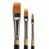KINGART B031 Premium 3 pc. Original Gold 9120 Series Rake Comb Brush Set, Synthetic Golden Taklon for Acrylic, Oil, Watercolor 
