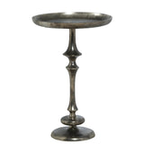 Pulaski Martin Antique Nickel Accent Pedestal Side Table, 18 x 10 x 27, Metallic