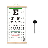 NOYOC Snellen Eye Chart with Wooden Frame for Exams 20 Feet, 22x11 Inch Canvas Low Vision Chart with Eye Occluder and Hand Point