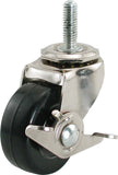 Shepherd Hardware 9496 3-Inch Soft Rubber Threaded Stem Caster with Side Brake, 3/8-Inch Stem Diameter, 150-lb Load Capacity , B