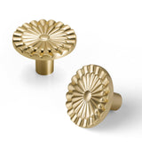 Yagman Brushed Gold Cabinet Knobs 6 Pack Round Sunflower Dresser Knob Drawer Hardware Furniture Cupboard Handles for Bathroom Ki