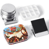 Portable Mini Tin Box 12-Well Empty Watercolor Palette Paint Mixing Tray is a Small Storage Kit with Magnetic Clip and Oil Pot,M
