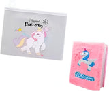 Eclet 2Pc Unicorn Stationery Combo Transparent Document Folder A6 Diary Mini Spiral Fur Diary for Kids Any Random Design Will S