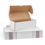 WIFTREY 12x4x4 inches Shipping Boxes Pack of 20, White Corrugated Cardboard Box 12L x 4W x 4H for Shipping, Packaging, Moving, M