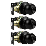 Lepushom 3 Pack Bathroom Door Knob, Door Knobs Interior Without Keys, Black Door Knobs for Bedroom and Office, Privacy Function,