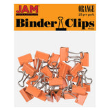JAM PAPER Colorful Binder Clips Small 3/4 Inch (19 mm) Orange Binderclips 25/Pack