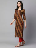 Gosriki Women'S Cotton Blend Straight Printed Kurta With Pant Set (Badiya Beige-Nw-Gs_L_Beige_Large),Beige,,B0CK5W6HJM