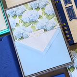 Graphique Hortensia Designer Cards Luxe Collection, Silver Foil Embossed Stationery Boxed Set, 10 Blank Cards with 11 Envelopes, All Occasion Greetings, 5.25" x 3.8"