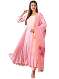 Gosriki Women'S Cotton Blend Anarkali Solid Kurta With Pant & Dupatta (Saniba Baby Pink-Gs_Xl_Baby Pink_X-Large),Baby Pink,,B0D579RM76