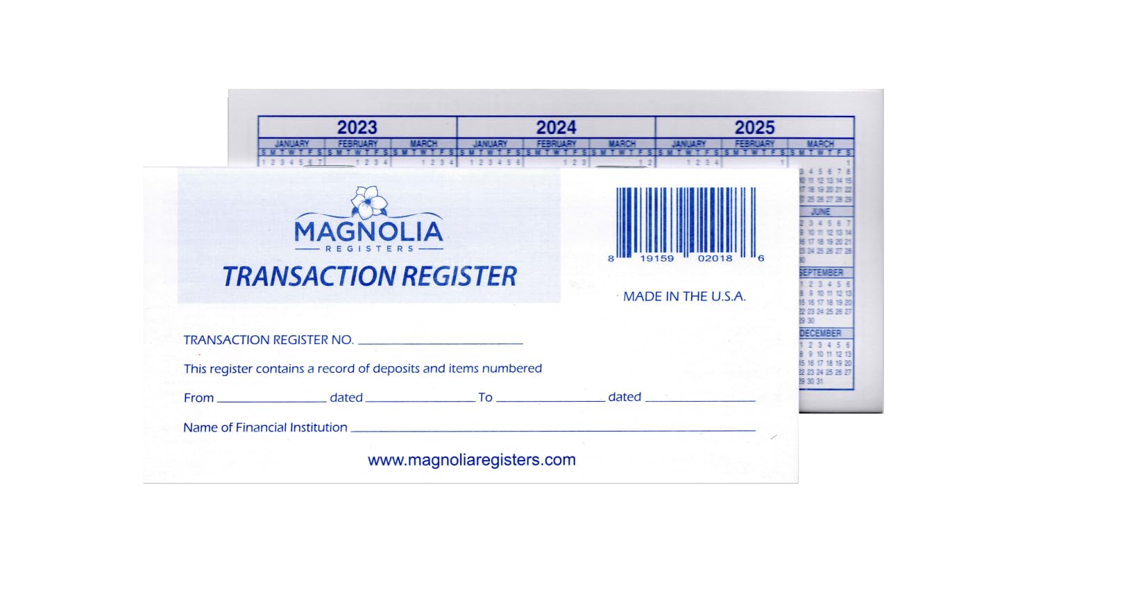 Checkbook Registers, 23-24-25 Calendars, for Personal Checkbook, Transactions Ledgers (10 Checkbook Registers)