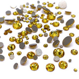 LIGHT TOPAZ (226) yellow 144 pcs Austrian 2058/2088 Crystal Flatbacks rhinestones nail art mixed with Sizes ss5, ss7, ss9, ss12,