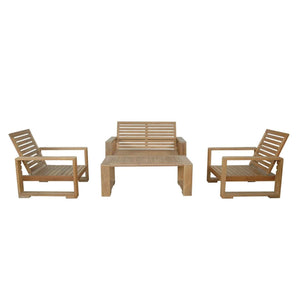 Anderson Teak Set-141 Capistrano 5-Piece Loveseat Collection Modern Deep Seating, Natural Teak Color, Unfinished
