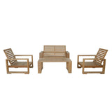 Anderson Teak Set-141 Capistrano 5-Piece Loveseat Collection Modern Deep Seating, Natural Teak Color, Unfinished