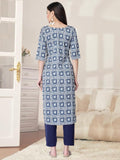 Pinkmint Kurta Set For Women Cotton Printed Straight Kurta With Pant (Pack Of 1) Multicolor14 M