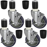 MySit 4 inch Work Table Caster Wheels for Commercial Kitchen Prep Tables, Expanding Stem Casters Set of 4 with Locking Brakes Fi