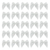 7Rainbows 50pcs 5/8 Boutique Mini White Satin Ribbon Bows Flowers Appliques DIY Craft for Sewing Scrapbooking Wedding and Gift