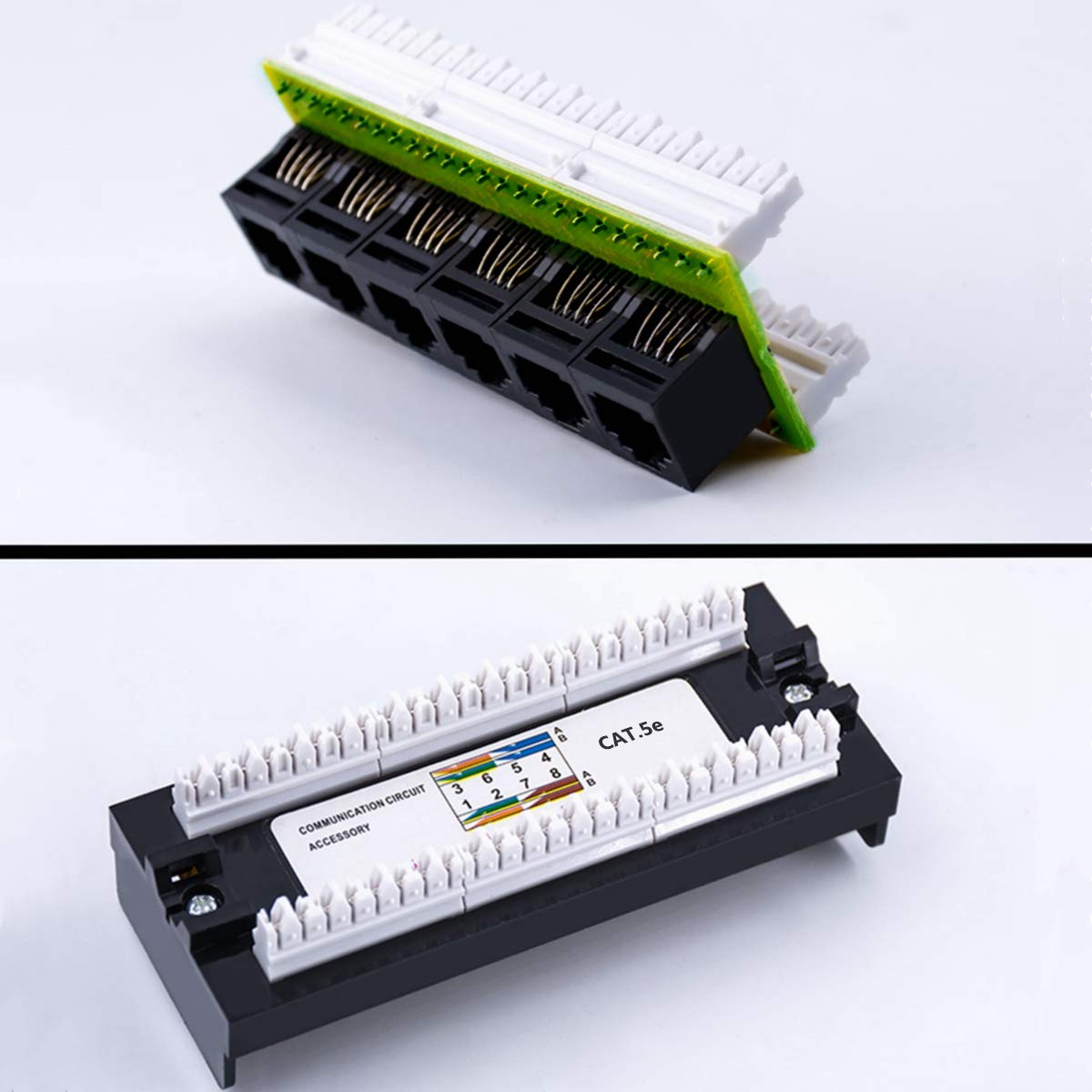 Yankok [CAT5 CAT5e 6 Port Replace Patch Panel Unshielded with Coded T568A/B Ethernet Wiring Diagram for 12/24/48 Port Cat5/5e Pa