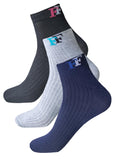 Fims Fashion Cotton Men & Women Crew Length Athletic Ankle Running Socks For Sports, Cycling, Everyday Use Pack Of 3 Black Grey 