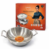 ELMORA TRIPLY Stainless Steel KADAI with SS Lid 22cm,2.5L | 3Layer HeavyBottom Durable Cookware for Daily Cooking | Induction