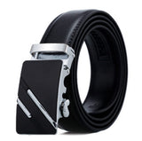 Zacharias MenS Faux Leather Belt Autolock Buckle Ds5312 (Silver Black; Free Size)