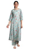 Libas Women'S Silk Blend Printed Kurta Set (36767O Blue