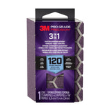 3M Pro Grade Precision 3-in-1 Sanding Sponge, 120 Grit Medium, for Woodworking, Drywall Prep, and Refinishing, 2.5 in x 4.5 in x