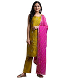 Libas Women'S Silk Blend Kurta Set (35693R_Mustard