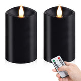 milysoek 2PCS, 3 x 5 inches Flameless Candle with Remote Control, 3D Flickering Wick, Real Wax Pillar LED Candles, Battery Opera
