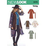 NEW LOOK Pattern 6476 Misses Easy Kimono with Length and Sleeve Variation