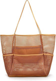 Abhsant HTGT Mesh shopping bag, mesh bag, large shoulder bag, beach bag for women with inner pockets, womens handbag, waterproo