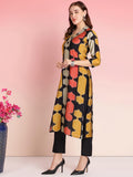Anni Designer Women'S Rayon Blend Straight Printed Kurta With Pant (Surdas Black-Vks01_Xl_Black_X-Large),Black,XL,,,