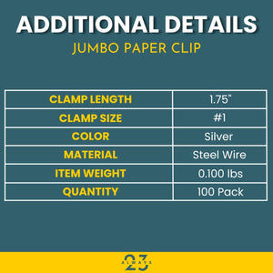 Always23 Paper Clips, Silver Paper Clips, 1 100 Pack