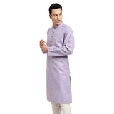 Sojanya (Since 1958 Men'S Cotton Linen Purple Checked Only Long Kurta Size: 40