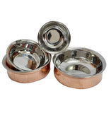 Ekam Art Indian Handi Pure Copper Hammered Serveware Serving Bowl Table Decor Set of 4
