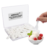 AMEILOZ 50PCS 3 Mini Tasting Spoons Tiny Plastic Taster Spoon for Yogurt Pudding Jello Shots Ice Cream, Extra Small Sample Micro