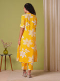 Anni Designer Women'S Rayon Viscose Straight Printed Kurta With Pant (Sunoni Yellow-Vks04_L_Yellow_Large),Yellow,L,,,
