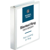 Business Source 28441 DRing Binder, w/ Pockets, 11/2Inch Capacity, White