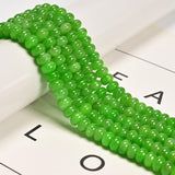 Land Long 76 Pcs 5x8mm Emerald Green Color Dyed Jade Stones Bead Smooth Rondelle Gemstone Loose Beads for Jewelry Making Bracele
