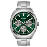 Timex Analog Watch For Man With Green Round Dial & Silver Stainless Steel Bracelet Band Water Resistant Men'S Wrist Watches - Tw