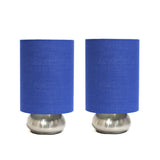 All The Rages Lt2016-Blu-2Pk Simple Designs Gemini Two Pack Mini Touch Lamp With Brushed Nickel Base And Fabric Shades, Blue